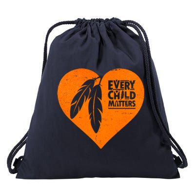 Every Child Matters Native American Feather Heart Drawstring Bag