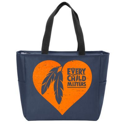 Every Child Matters Native American Feather Heart Zip Tote Bag