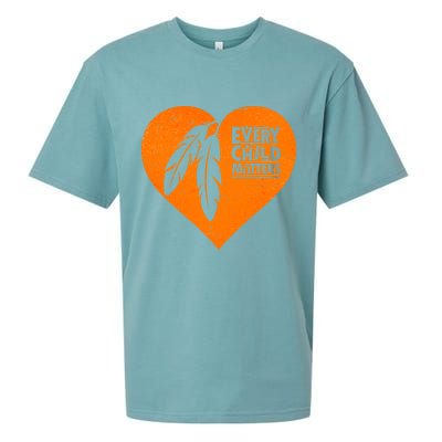 Every Child Matters Native American Feather Heart Sueded Cloud Jersey T-Shirt