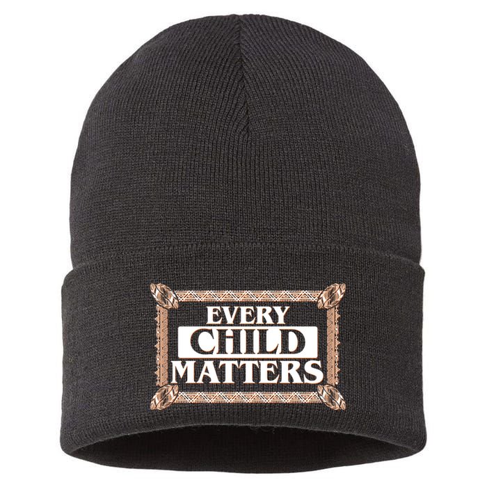 Every Child Matters Native American Indigenous Children Orange Day Sustainable Knit Beanie