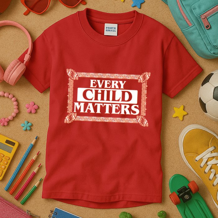 Every Child Matters Native American Indigenous Children Orange Day Kids T-Shirt