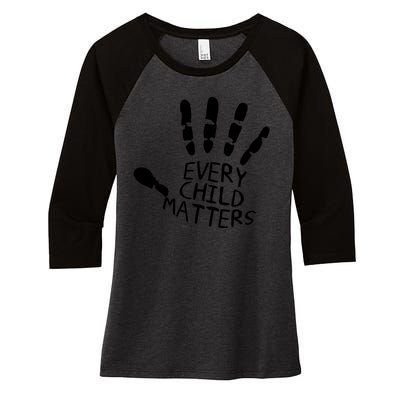 Every Child Matters Handprint Orange Day Women's Tri-Blend 3/4-Sleeve Raglan Shirt