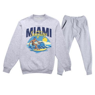 Enjoy Cool Miami Beach I Love Miami Florida Miami Premium Crewneck Sweatsuit Set