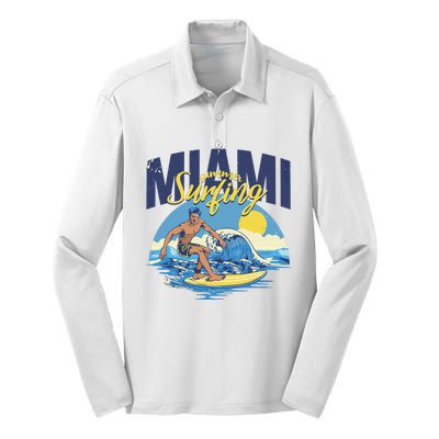 Enjoy Cool Miami Beach I Love Miami Florida Miami Silk Touch Performance Long Sleeve Polo