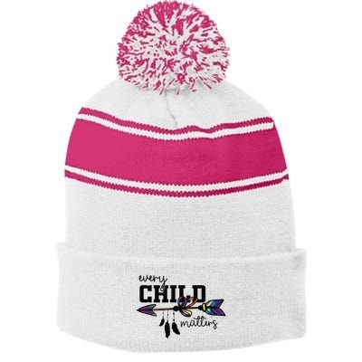 Every Child Matter Funny Stripe Pom Pom Beanie