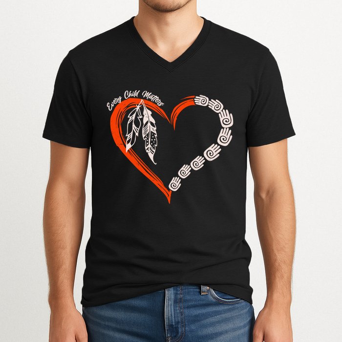 Every Child Matters Native American Pattern V-Neck T-Shirt