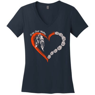 Every Child Matters Native American Pattern Women's V-Neck T-Shirt