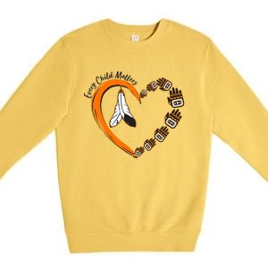 Every Child Matters Wear Orange Feather Heart Premium Crewneck Sweatshirt