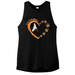 Every Child Matters Wear Orange Feather Heart Ladies PosiCharge Tri-Blend Wicking Tank