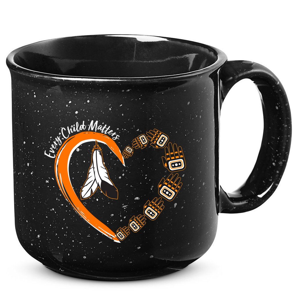 Every Child Matters Wear Orange Feather Heart 15oz Campfire Ceramic Mug