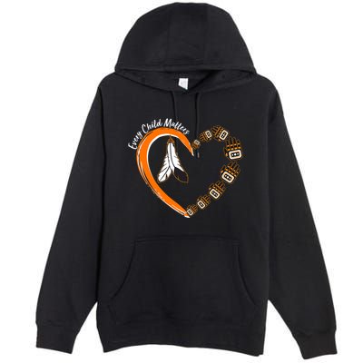 Every Child Matters Wear Orange Feather Heart Premium Pullover Hoodie