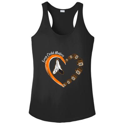 Every Child Matters Wear Orange Feather Heart Ladies PosiCharge Competitor Racerback Tank