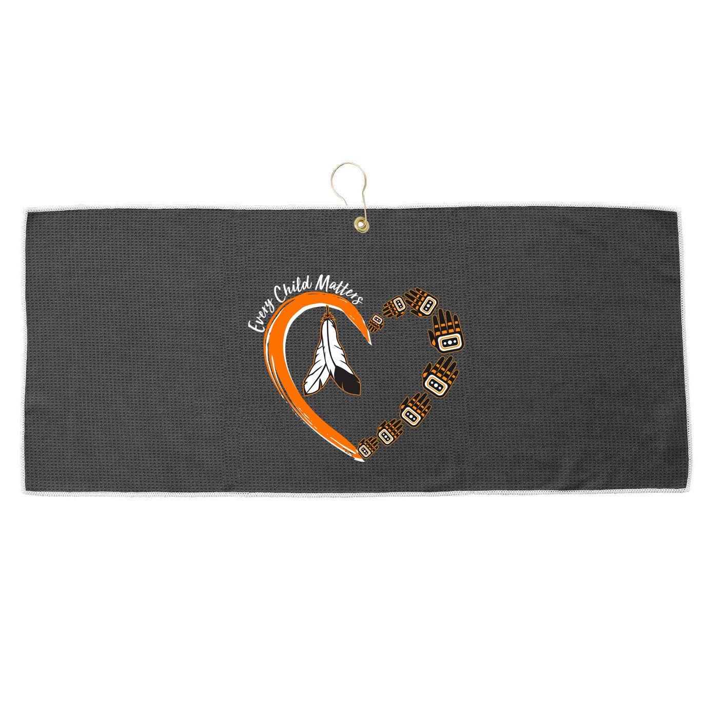 Every Child Matters Wear Orange Feather Heart Large Microfiber Waffle Golf Towel