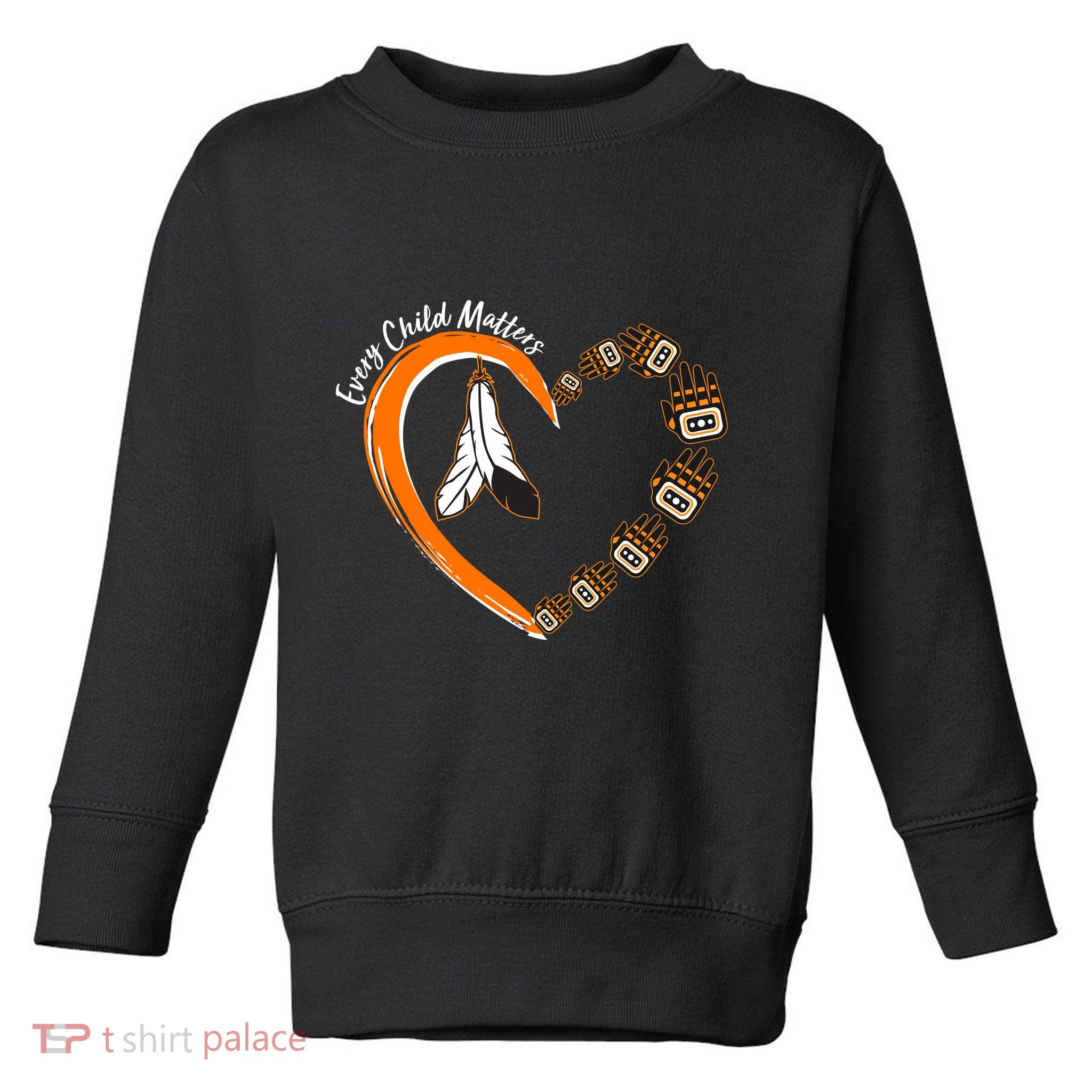 Every Child Matters Wear Orange Feather Heart Toddler Sweatshirt