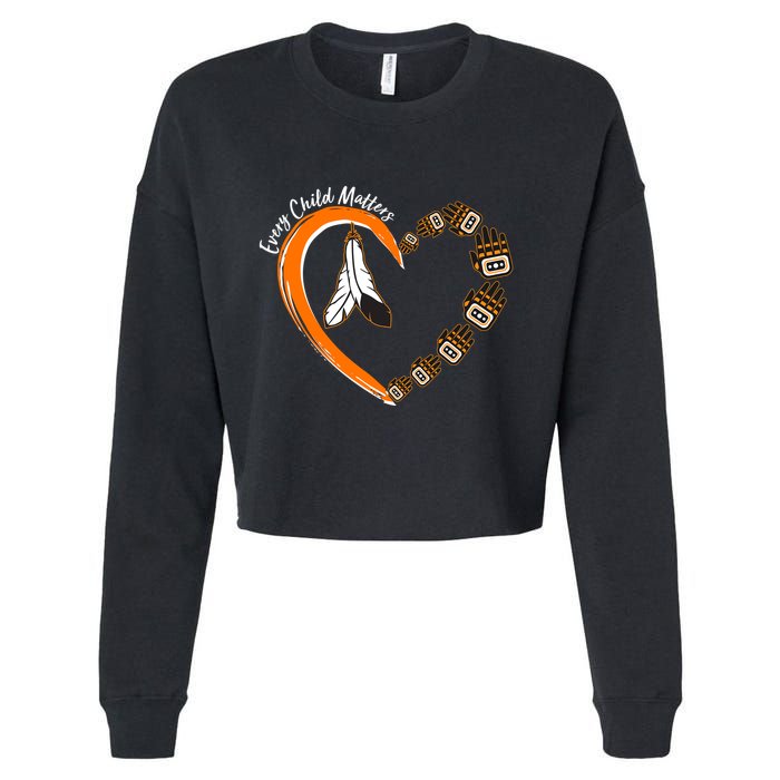 Every Child Matters Wear Orange Feather Heart Cropped Pullover Crew