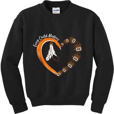 Every Child Matters Wear Orange Feather Heart Kids Sweatshirt