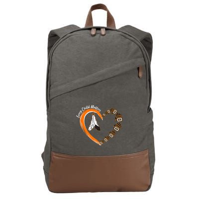 Every Child Matters Wear Orange Feather Heart Cotton Canvas Backpack