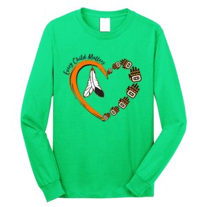 Every Child Matters Wear Orange Feather Heart Long Sleeve Shirt