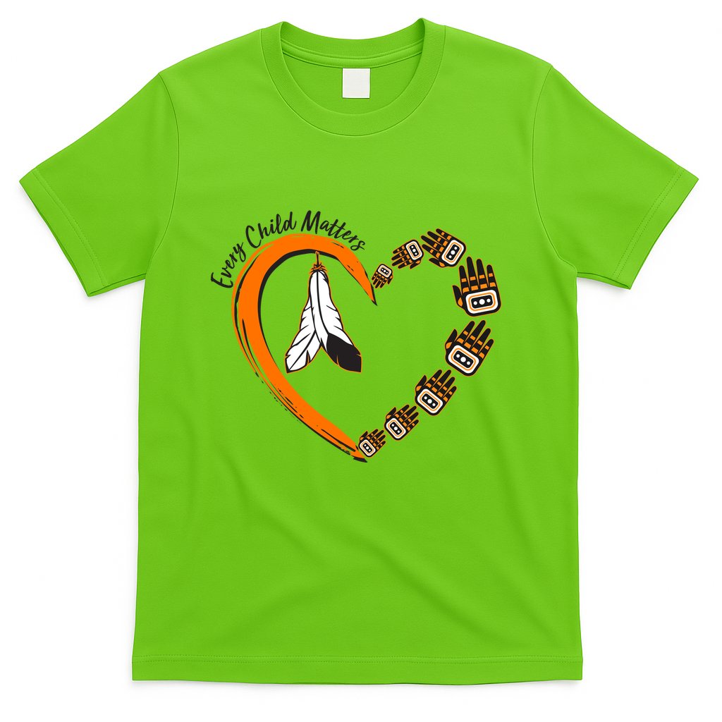Every Child Matters Wear Orange Feather Heart T-Shirt