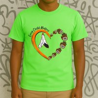 Every Child Matters Wear Orange Feather Heart T-Shirt