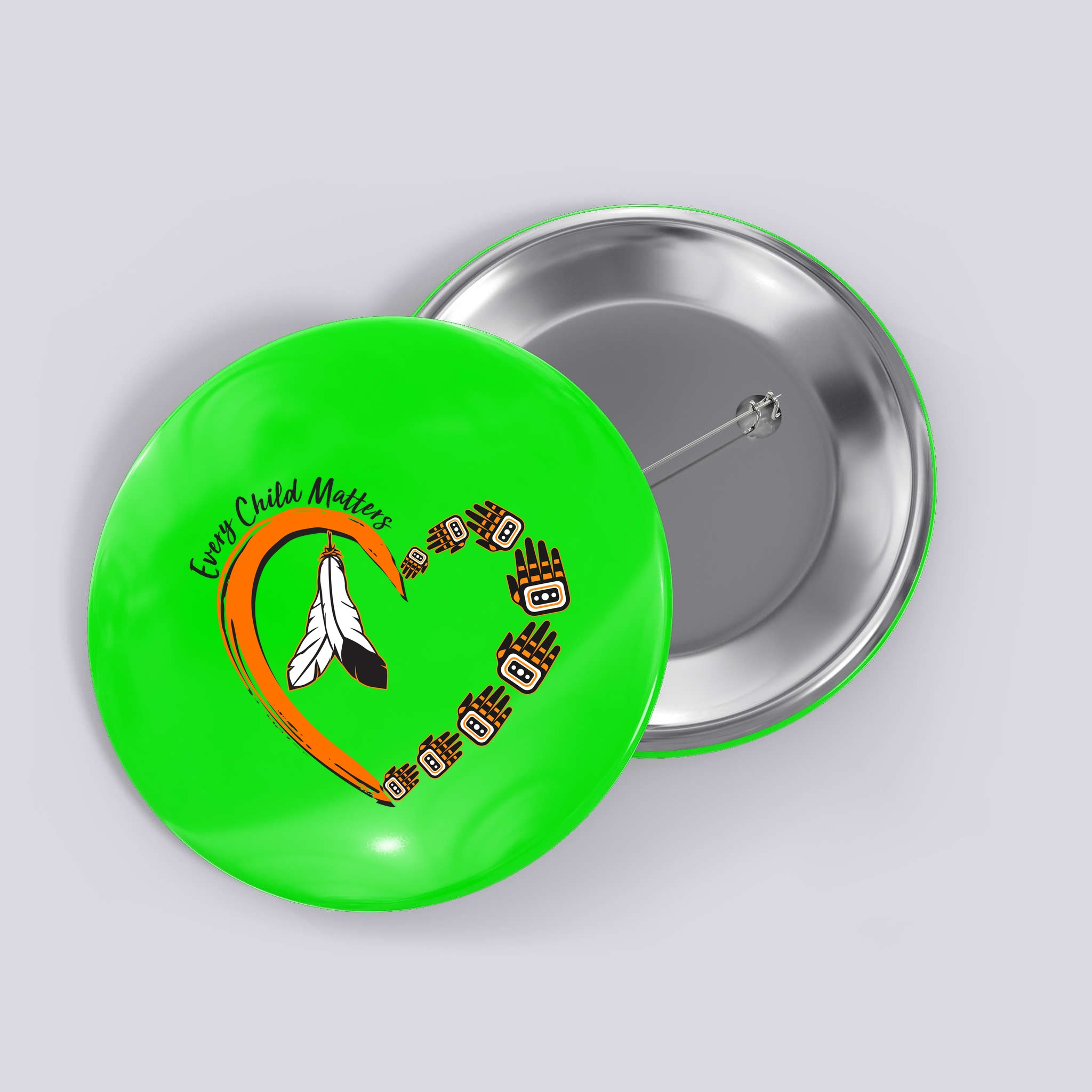 Every Child Matters Wear Orange Feather Heart Button
