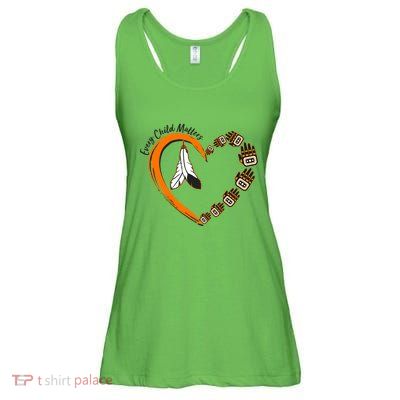 Every Child Matters Wear Orange Feather Heart Ladies Essential Flowy Tank