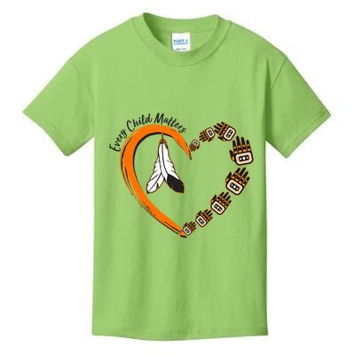 Every Child Matters Wear Orange Feather Heart Kids T-Shirt