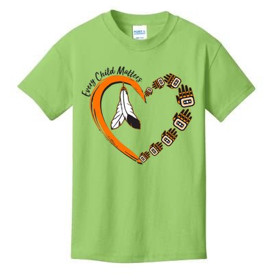 Every Child Matters Wear Orange Feather Heart Kids T-Shirt