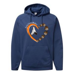 Every Child Matters Wear Orange Feather Heart Performance Fleece Hoodie