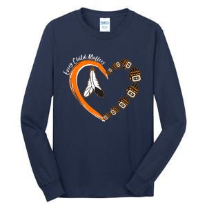 Every Child Matters Wear Orange Feather Heart Tall Long Sleeve T-Shirt