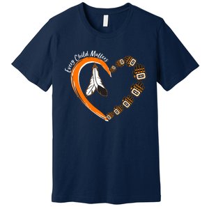 Every Child Matters Wear Orange Feather Heart Premium T-Shirt