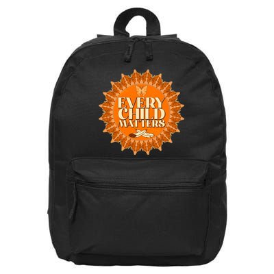 Every Child Matters Orange Butterfly Sun Flower 16 in Basic Backpack