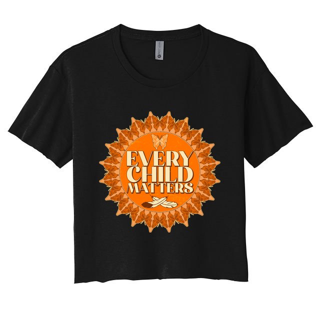 Every Child Matters Orange Butterfly Sun Flower Crop Top
