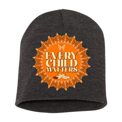 Every Child Matters Orange Butterfly Sun Flower Short Acrylic Beanie