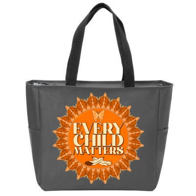 Every Child Matters Orange Butterfly Sun Flower Zip Tote Bag