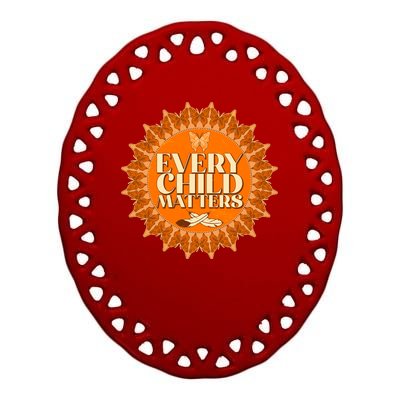 Every Child Matters Orange Butterfly Sun Flower Ceramic Oval Ornament