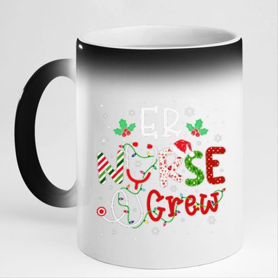 ER Christmas Nurse Crew Funny Nursing Christmas Pattern 11oz Black Color Changing Mug