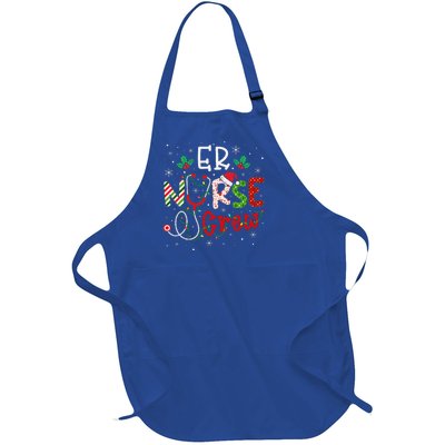 ER Christmas Nurse Crew Funny Nursing Christmas Pattern Full-Length Apron With Pockets