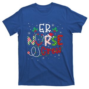 ER Christmas Nurse Crew Funny Nursing Christmas Pattern T-Shirt