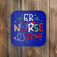 ER Christmas Nurse Crew Funny Nursing Christmas Pattern Coaster