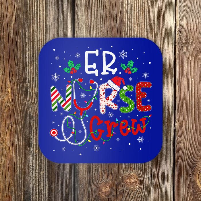 ER Christmas Nurse Crew Funny Nursing Christmas Pattern Coaster