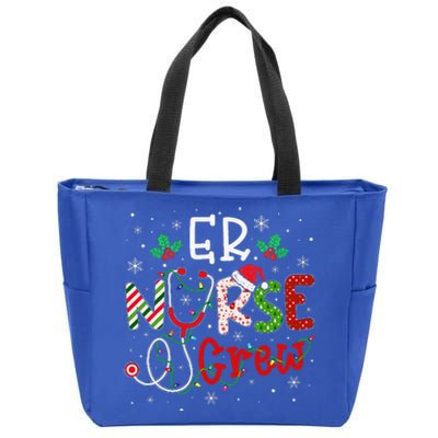 ER Christmas Nurse Crew Funny Nursing Christmas Pattern Zip Tote Bag