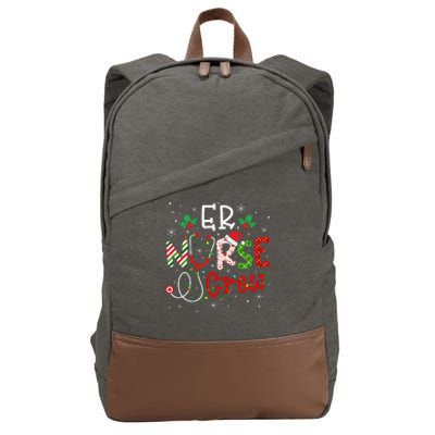 ER Christmas Nurse Crew Funny Nursing Christmas Pattern Cotton Canvas Backpack