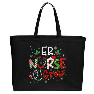 ER Christmas Nurse Crew Funny Nursing Christmas Pattern Cotton Canvas Jumbo Tote