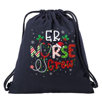 ER Christmas Nurse Crew Funny Nursing Christmas Pattern Drawstring Bag