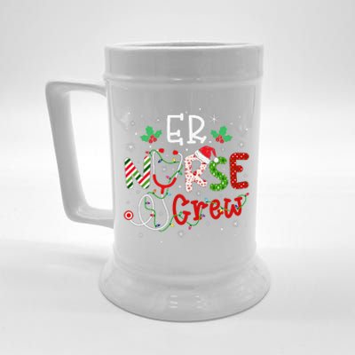 ER Christmas Nurse Crew Funny Nursing Christmas Pattern Beer Stein