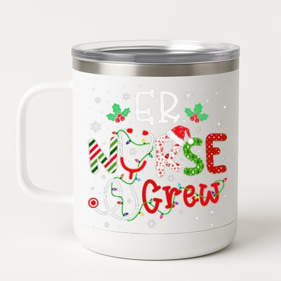 ER Christmas Nurse Crew Funny Nursing Christmas Pattern 12 oz Stainless Steel Tumbler Cup