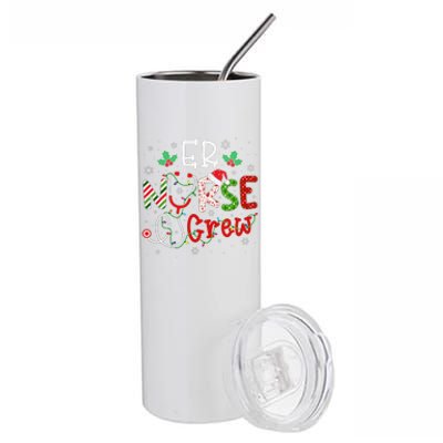 ER Christmas Nurse Crew Funny Nursing Christmas Pattern Stainless Steel Tumbler