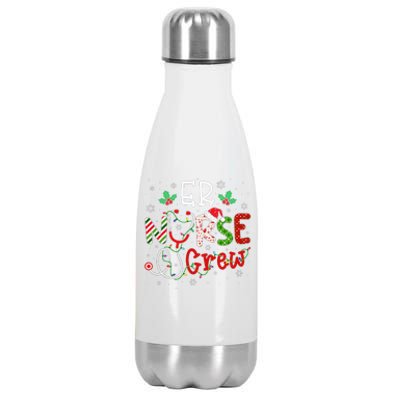 ER Christmas Nurse Crew Funny Nursing Christmas Pattern Stainless Steel Insulated Water Bottle