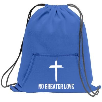 Easter Cross No Greater Love Distressed Cross Easter Sunday Gift Sweatshirt Cinch Pack Bag